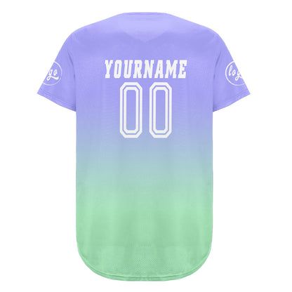 Custom Light Purple Light Green Baseball Jersey Personalized Gradient Team Uniforms Shirt with Name Number