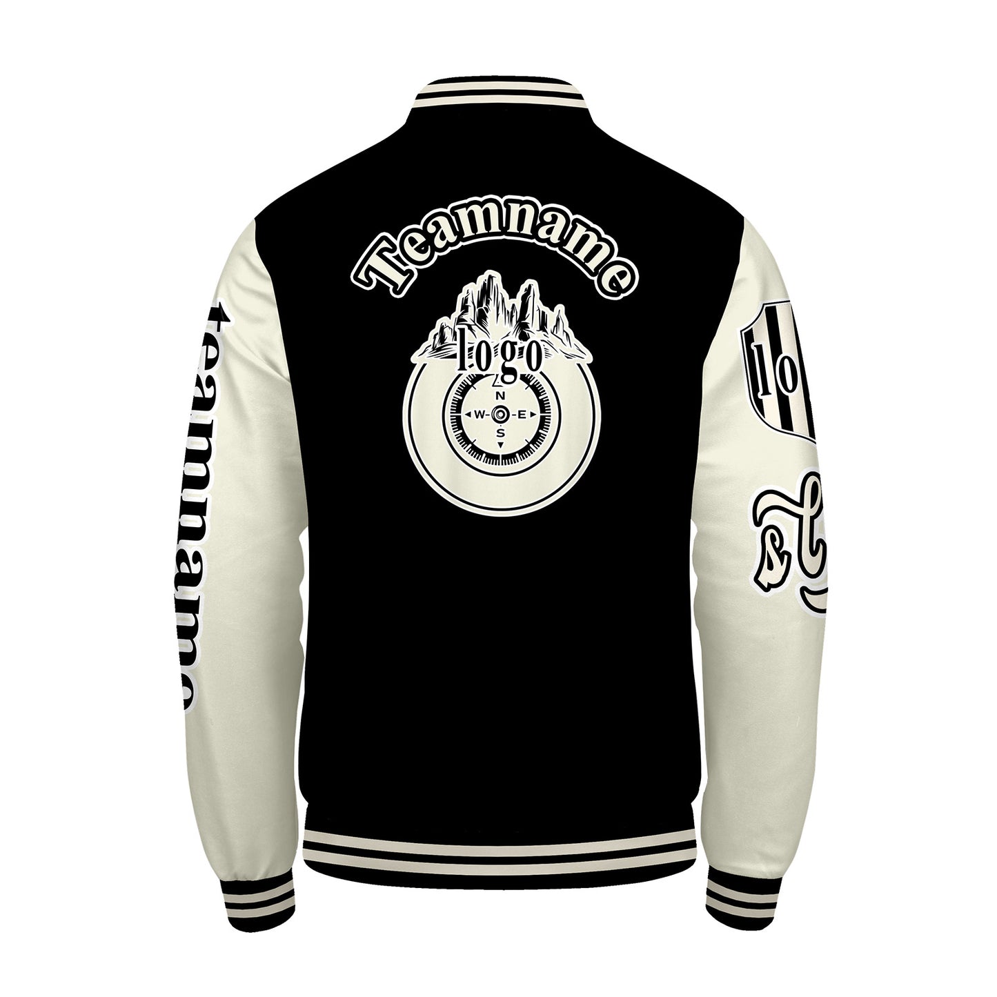 Custom Black White Letterman Varsity Jacket Personalized Embroidery Printing