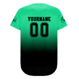 Custom Green Black Baseball Jersey Personalized Gradient Team Uniforms Shirt with Name Number
