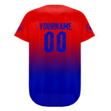 Custom Red Blue Baseball Jersey Personalized Gradient Team Uniforms Shirt with Name Number