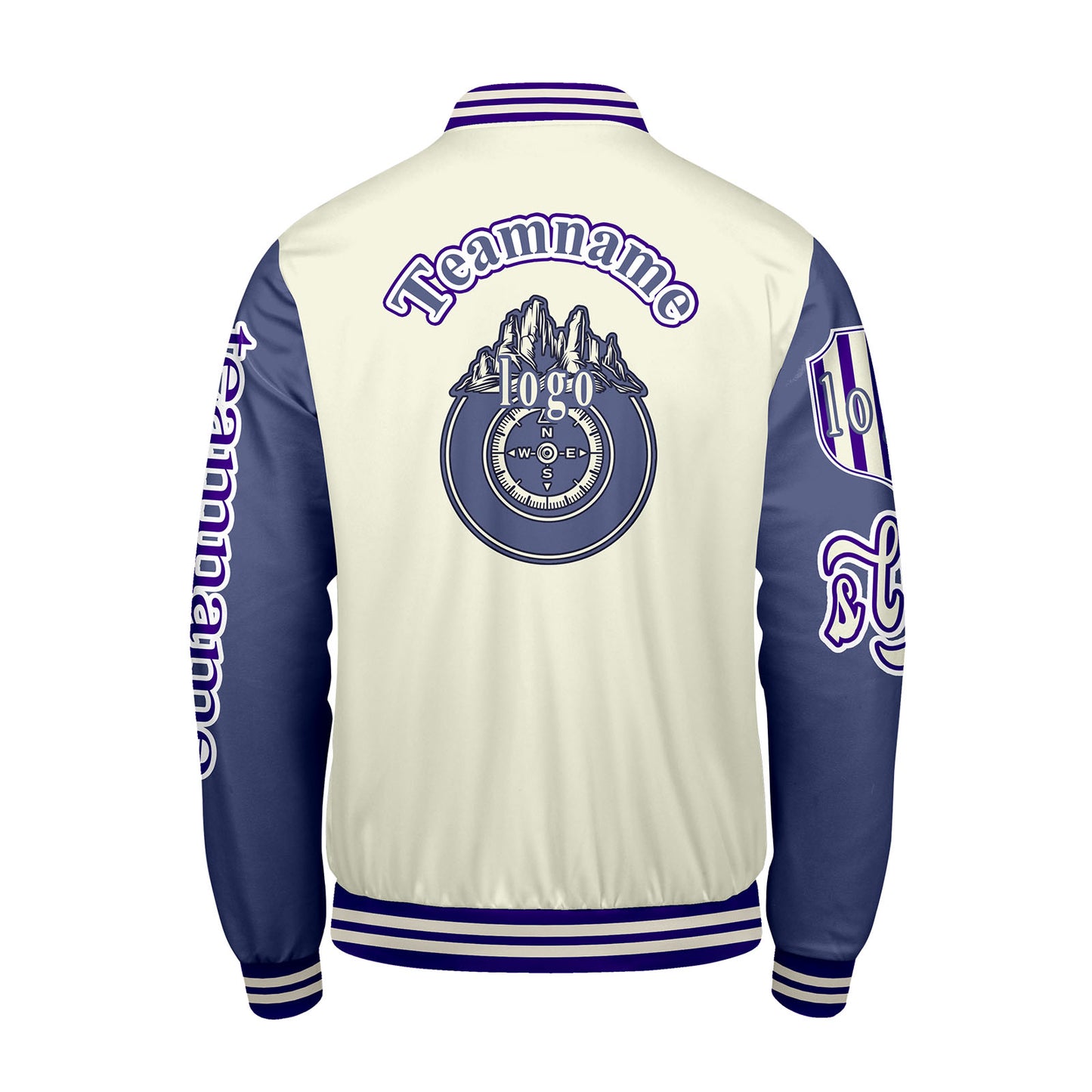 Custom White Purple Letterman Varsity Jacket Personalized Embroidery Printing