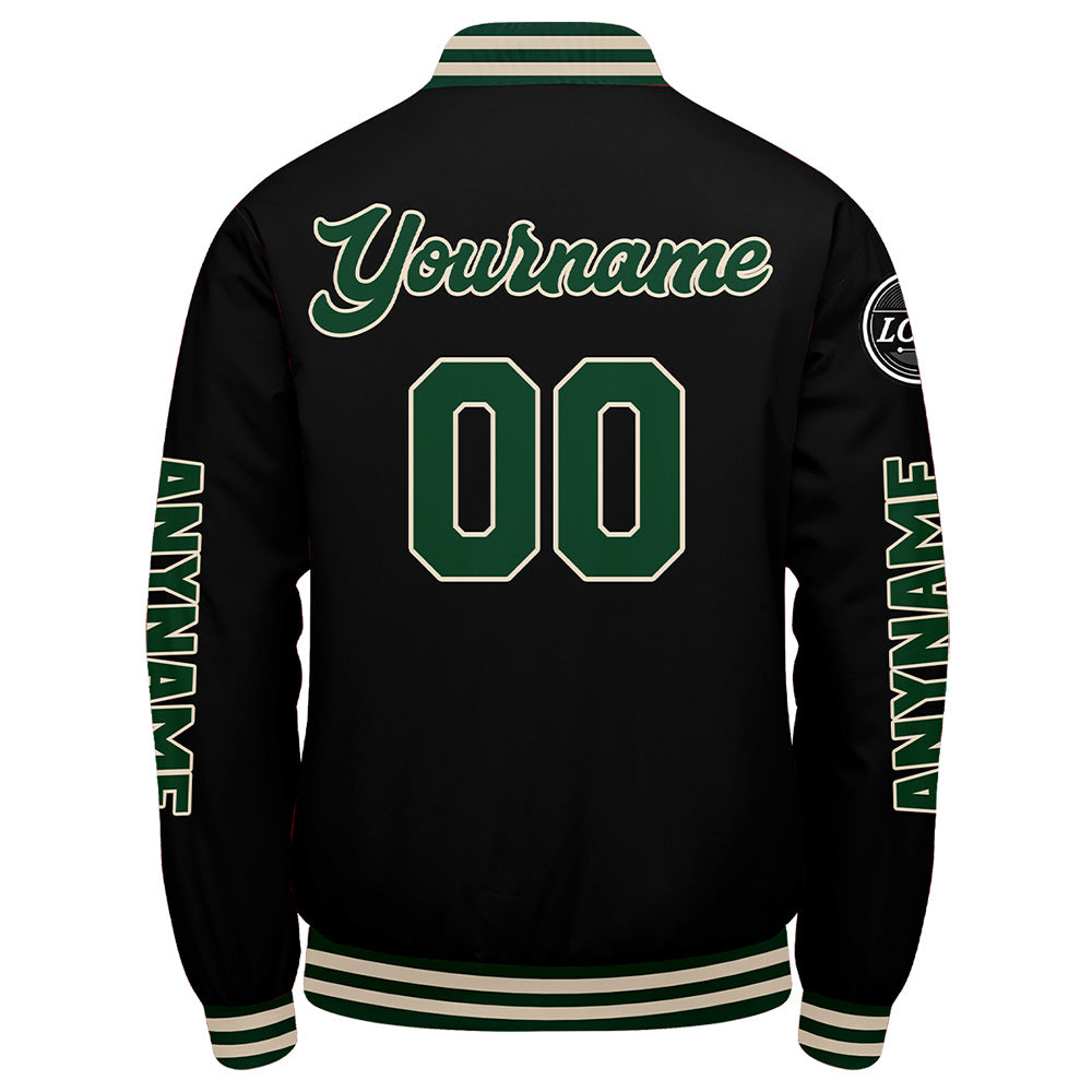 Custom Dark Green Black Cream Varsity Jackets for Men Women Youth Personalized Letterman Jackets