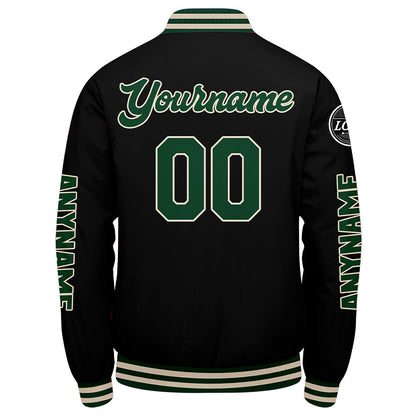Custom Dark Green Black Cream Varsity Jackets for Men Women Youth Personalized Letterman Jackets