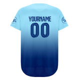Custom Light Blue Blue Baseball Jersey Personalized Gradient Team Uniforms Shirt with Name Number
