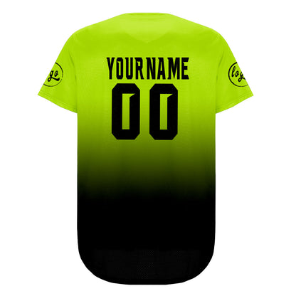 Custom Bright Cyan Black Baseball Jersey Personalized Gradient Team Uniforms Shirt with Name Number