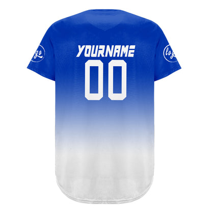 Custom White Blue Baseball Jersey Personalized Gradient Team Uniforms Shirt with Name Number