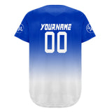 Custom White Blue Baseball Jersey Personalized Gradient Team Uniforms Shirt with Name Number