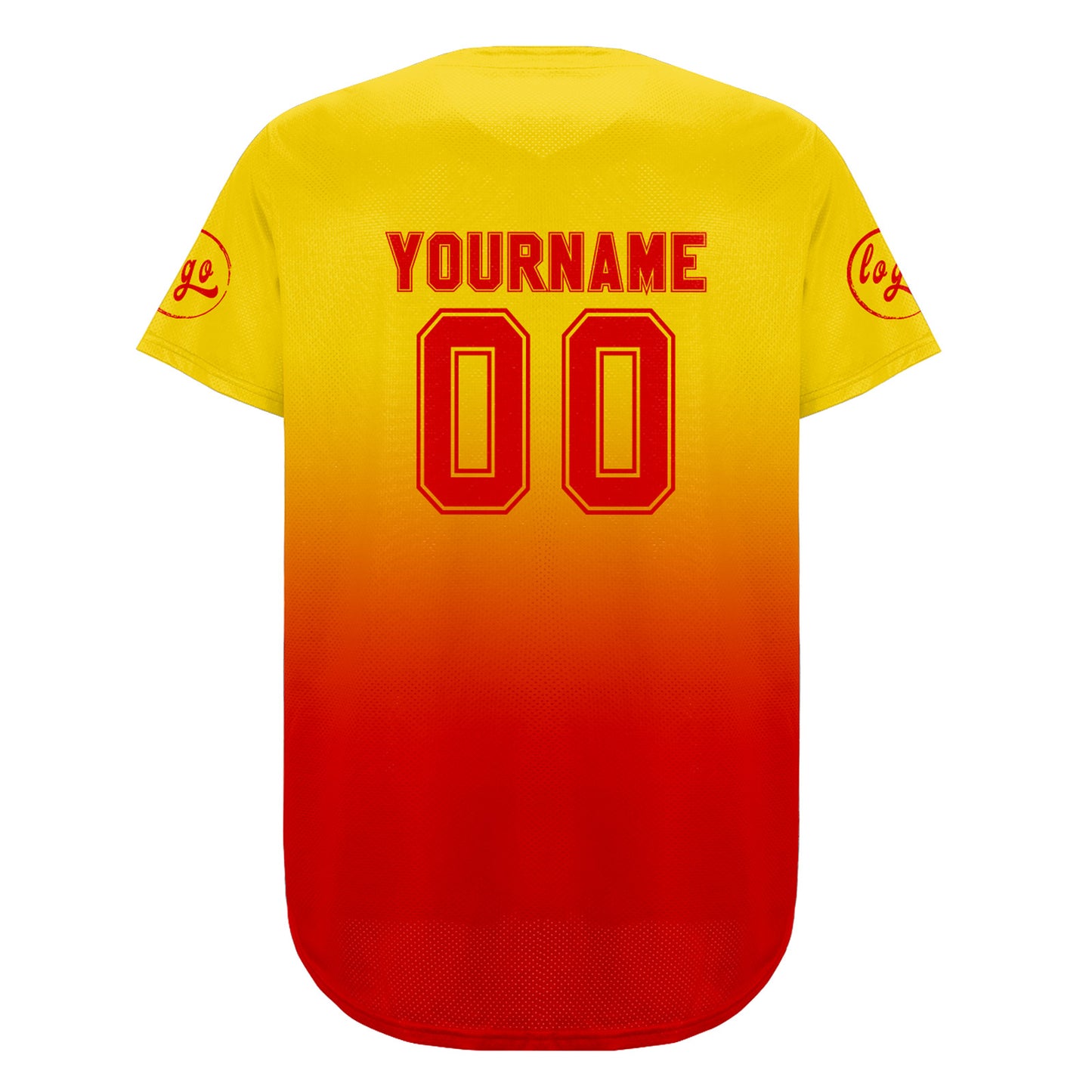 Custom Yellow Red Baseball Jersey Personalized Gradient Team Uniforms Shirt with Name Number