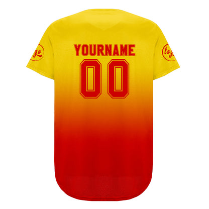 Custom Yellow Red Baseball Jersey Personalized Gradient Team Uniforms Shirt with Name Number