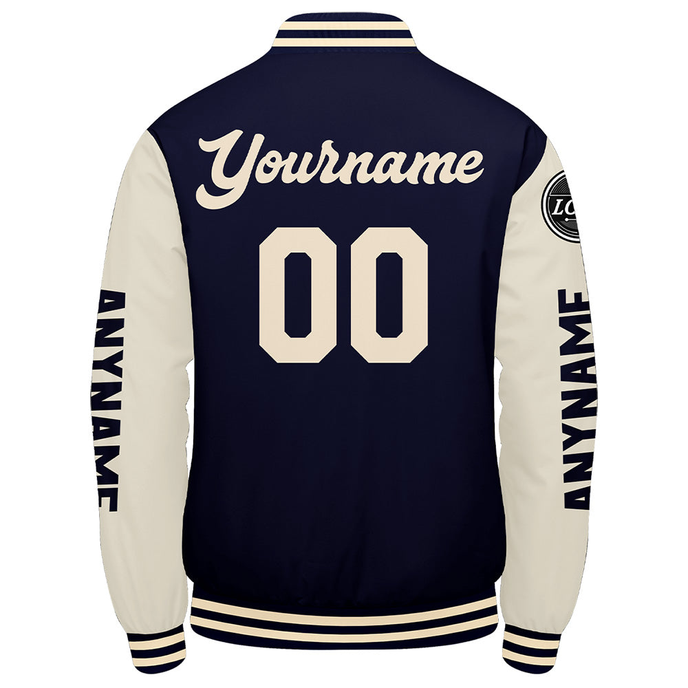 Custom Navy Cream Varsity Jackets for Men Women Youth Personalized Letterman Jackets