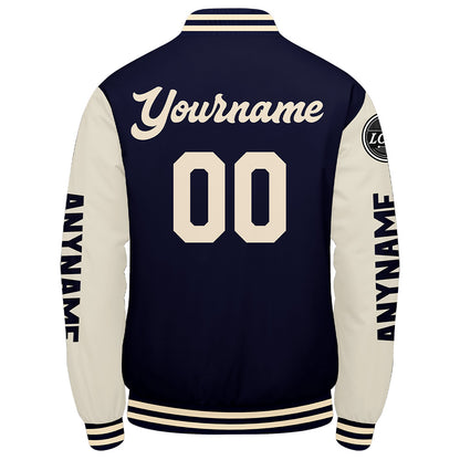 Custom Navy Cream Varsity Jackets for Men Women Youth Personalized Letterman Jackets