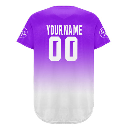 Custom Purple White Baseball Jersey Personalized Gradient Team Uniforms Shirt with Name Number
