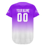 Custom Purple White Baseball Jersey Personalized Gradient Team Uniforms Shirt with Name Number