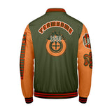 Custom Green Orange Letterman Varsity Jacket Personalized Embroidery Printing