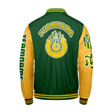 Custom Green Yellow Letterman Varsity Jacket Personalized Embroidery Printing