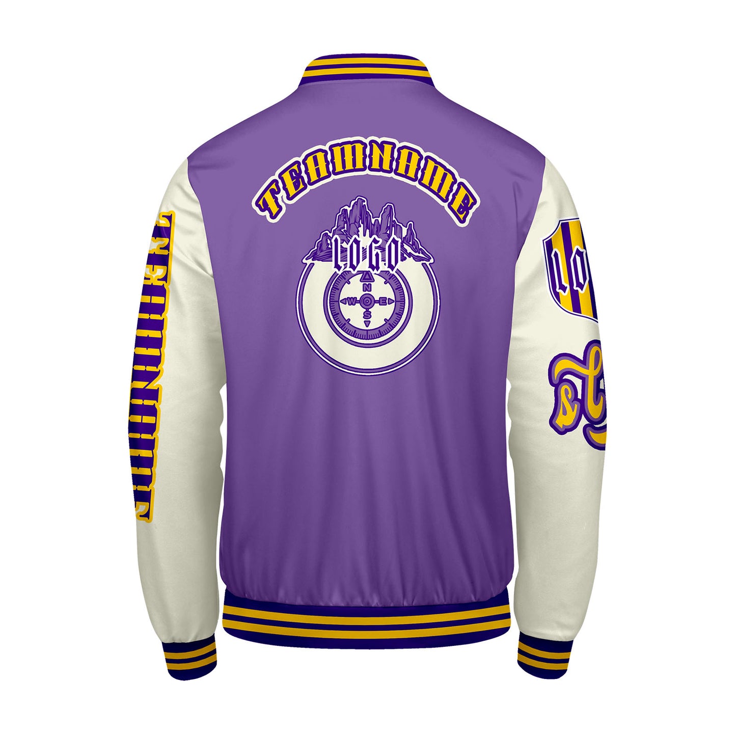 Custom Purple White  Letterman Varsity Jacket Personalized Embroidery Printing
