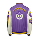 Custom Purple White  Letterman Varsity Jacket Personalized Embroidery Printing