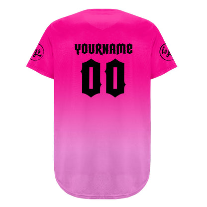 Custom Fuchsia Pink Baseball Jersey Personalized Gradient Team Uniforms Shirt with Name Number