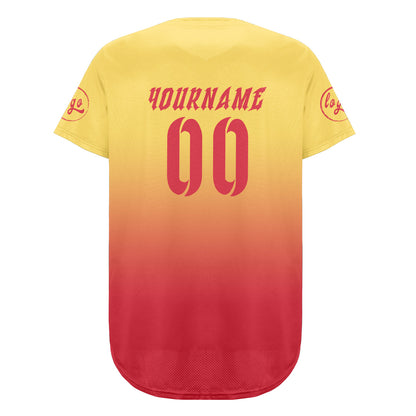 Custom Yellow Light Red Baseball Jersey Personalized Gradient Team Uniforms Shirt with Name Number