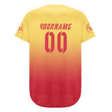 Custom Yellow Light Red Baseball Jersey Personalized Gradient Team Uniforms Shirt with Name Number