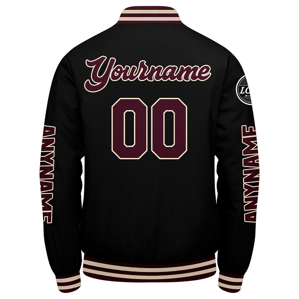 Custom Marroon Black Varsity Jackets for Men Women Youth Personalized Letterman Jackets