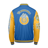 Custom Blue Yellow Letterman Varsity Jacket Personalized Embroidery Printing