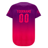 Custom Purple Fuchsia Baseball Jersey Personalized Gradient Team Uniforms Shirt with Name Number