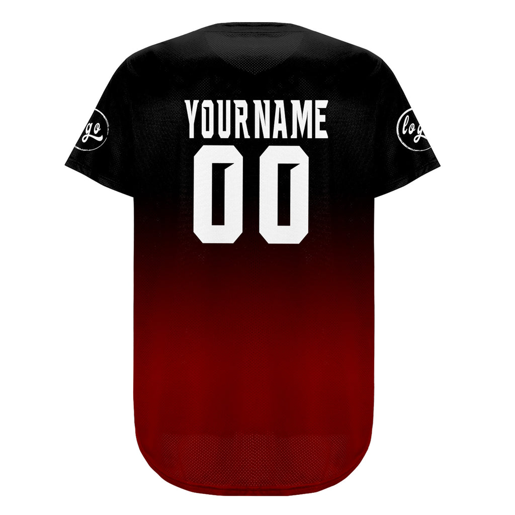 Custom Black Red Baseball Jersey Personalized Gradient Team Uniforms Shirt with Name Number
