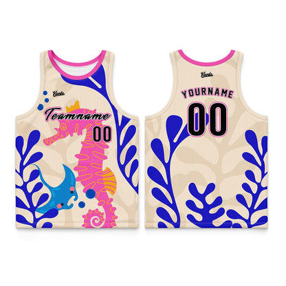 Custom Blue White Orange Wide Shoulder Basketball Jersey, Breathable Mesh Team Uniform for Adult & Yout