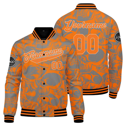Custom orange gray Varsity Jacket for Men Women and Youth with Personalized Letterman Jacket