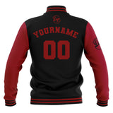 Custom Black Red Waterproof Varsity Jackets Personalized Stitched Name Number Logo to Letterman Jackets