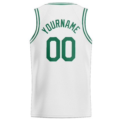 Custom Stitched Basketball Jersey for Men, Women And Kids White-Kelly Green