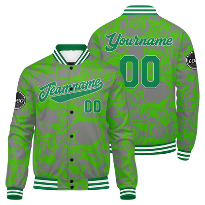 Custom green gray Varsity Jacket for Men Women and Youth with Personalized Letterman Jacket
