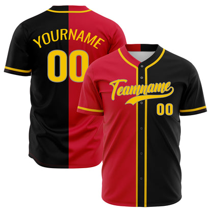 Custom Red Black Hip Hop Baseball Jersey Stitched Printed - Personalized Name Number Shirts #BB-0919-0088