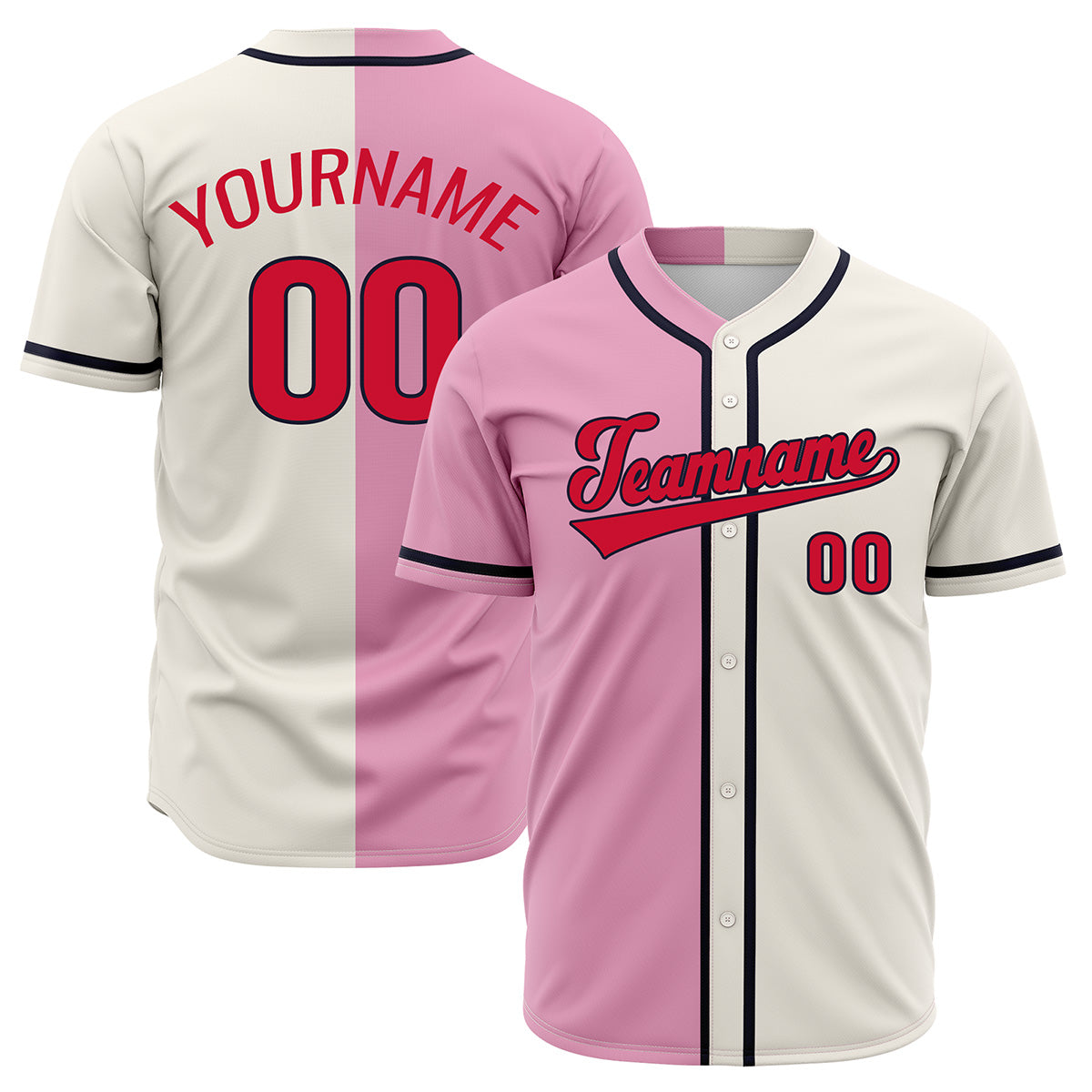 Custom Pink Off White Hip Hop Baseball Jersey Stitched Printed - Personalized Name Number Shirts #BB-0919-0085