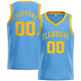 Custom Stitched Basketball Jersey for Men, Women And Kids Light Blue-Yellow