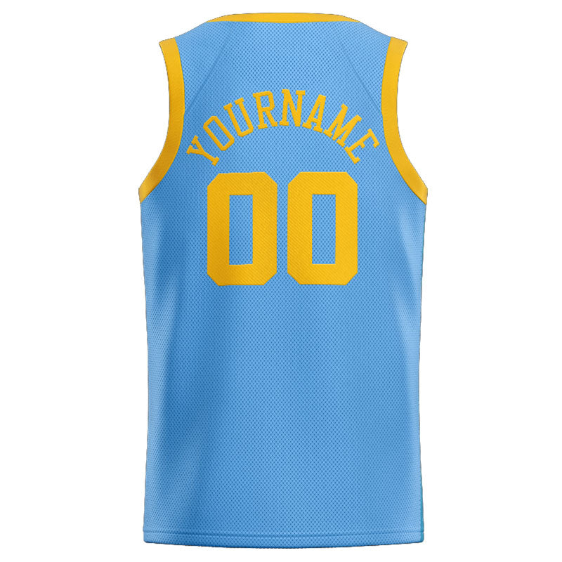 Custom Stitched Basketball Jersey for Men, Women And Kids Light Blue-Yellow