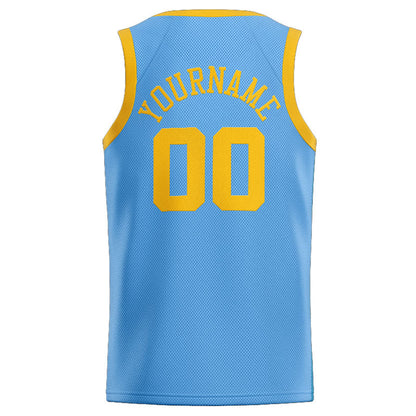 Custom Stitched Basketball Jersey for Men, Women And Kids Light Blue-Yellow