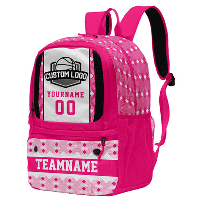 Custom Pink Basketball Soccer Backpack Personalized Player Names - Numbers & Team Logo #150-BP-0914-0015