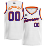 Custom Stitched Basketball Jersey for Men, Women  And Kids White-Purple-Orange