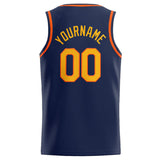 Custom Stitched Basketball Jersey for Men, Women And Kids Navy-Yellow-Orange