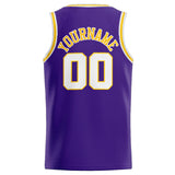 Custom Stitched Basketball Jersey for Men, Women And Kids Purple-White-Yellow