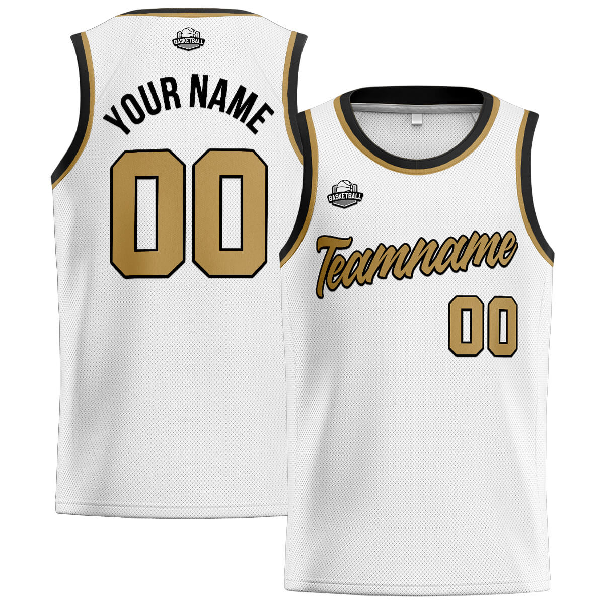 Custom Stitched Basketball Jersey for Men, Women  And Kids White-Gold-Black