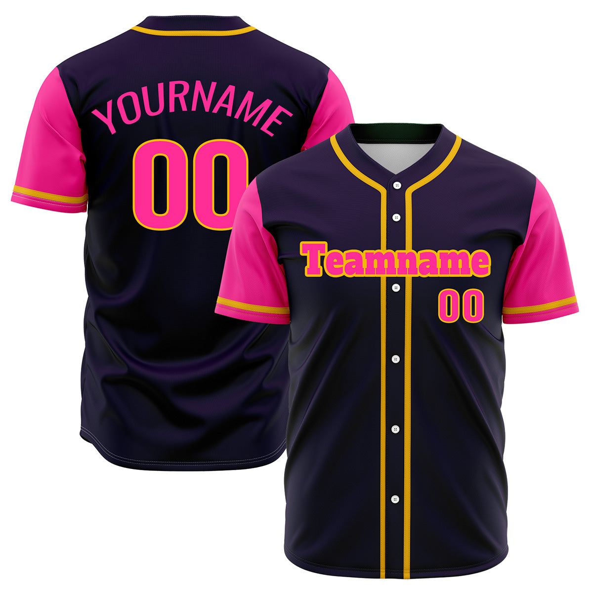 Custom Dark Purple Pink Hip Hop Baseball Jersey Stitched Printed - Personalized Name Number Shirts #BB-0919-0058