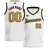 Custom Stitched Basketball Jersey for Men, Women  And Kids White-Gold-Black