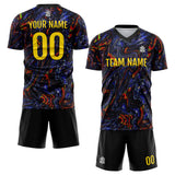 Custom Soccer Uniform Jersey Kids Adults Personalized Set Jersey Black&Fluid