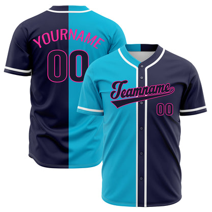 Custom Dark Blue Cyan Hip Hop Baseball Jersey Stitched Printed - Personalized Name Number Shirts #BB-0919-0047