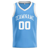 Custom Stitched Basketball Jersey for Men, Women And Kids Light Blue-White