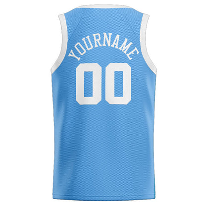 Custom Stitched Basketball Jersey for Men, Women And Kids Light Blue-White