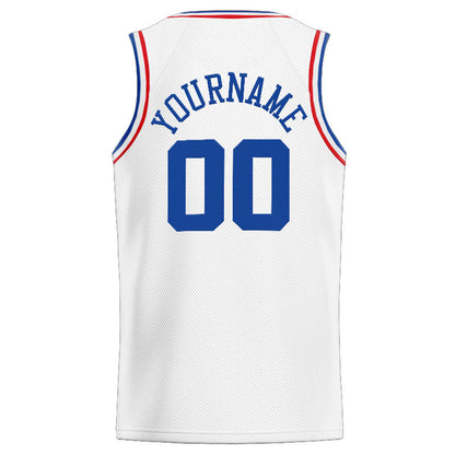 Custom Stitched Basketball Jersey for Men, Women And Kids White-Royal-Red